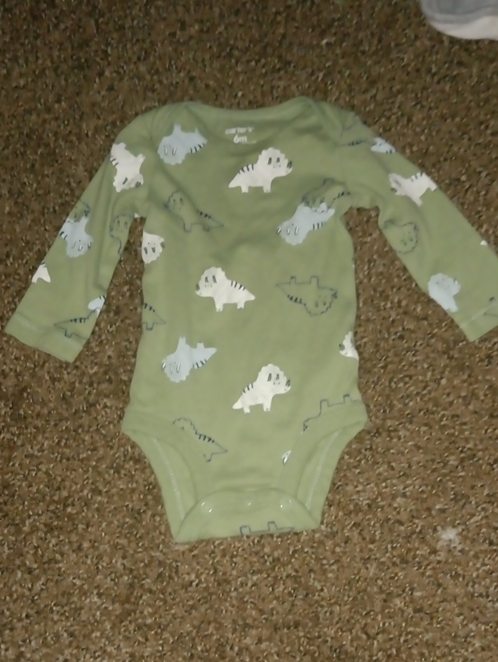 Carter's Olive Green Long-Sleeve Dinosaur One-Piece Bodysuit